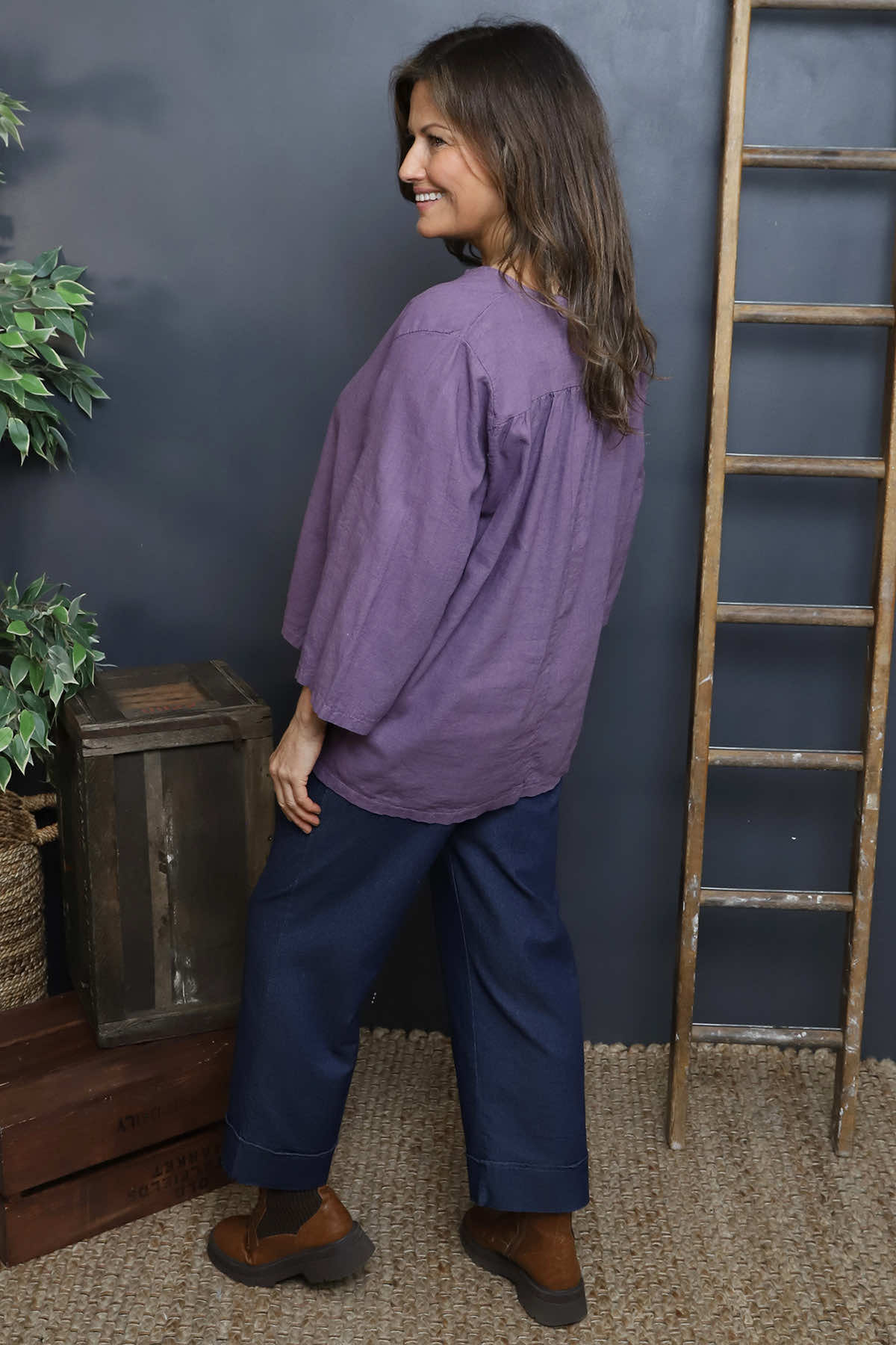 Grace Linen Top Purple