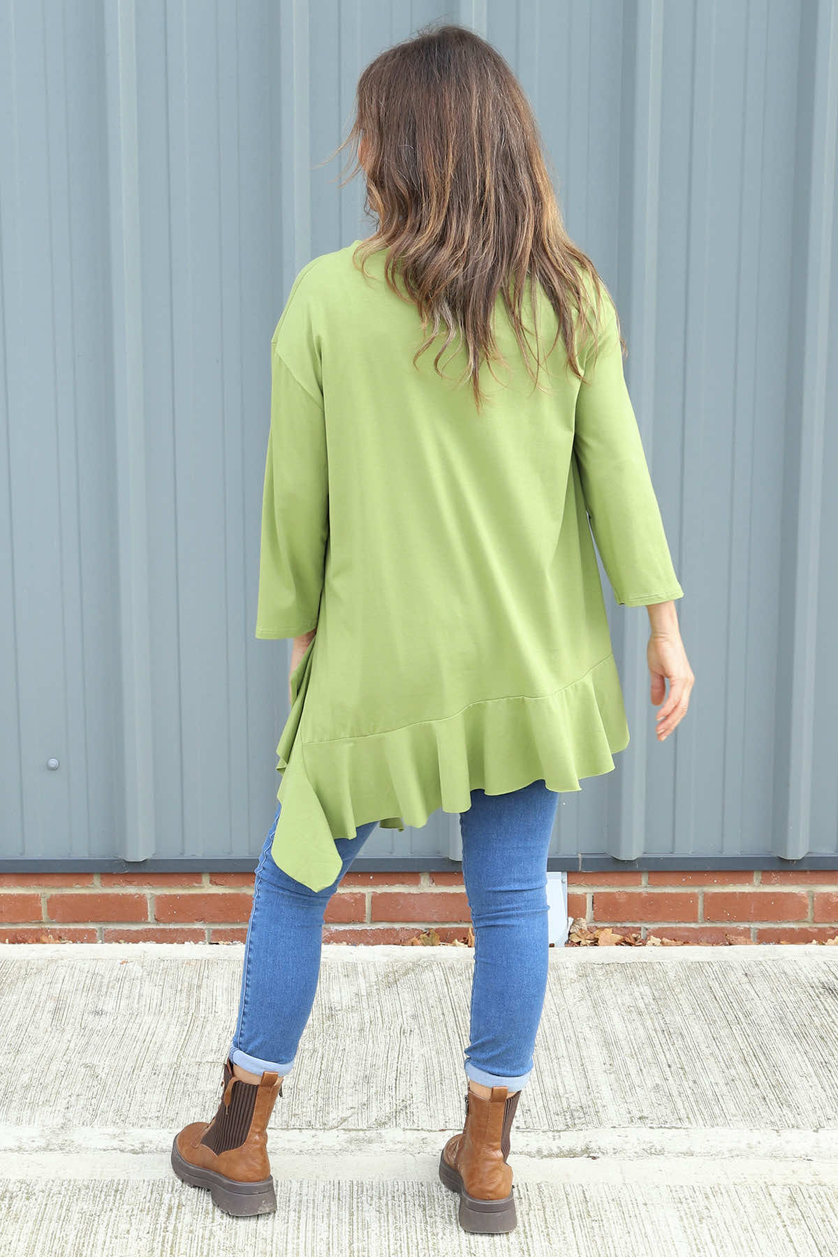 Carey Frill Cotton Top Olive