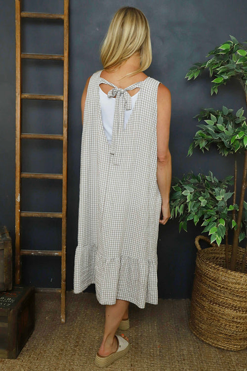 Imani Sleeveless Gingham Dress Mocha - Image 4