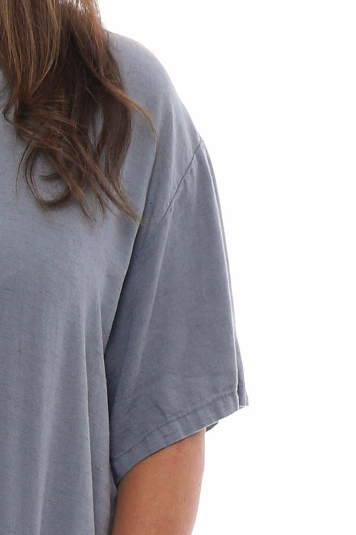 Johari Short Sleeve Linen Boilersuit Mid Grey - Image 2