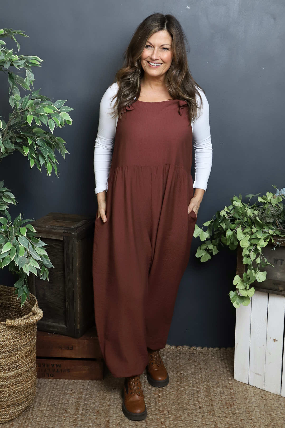 Cresswell Dungarees Burgundy