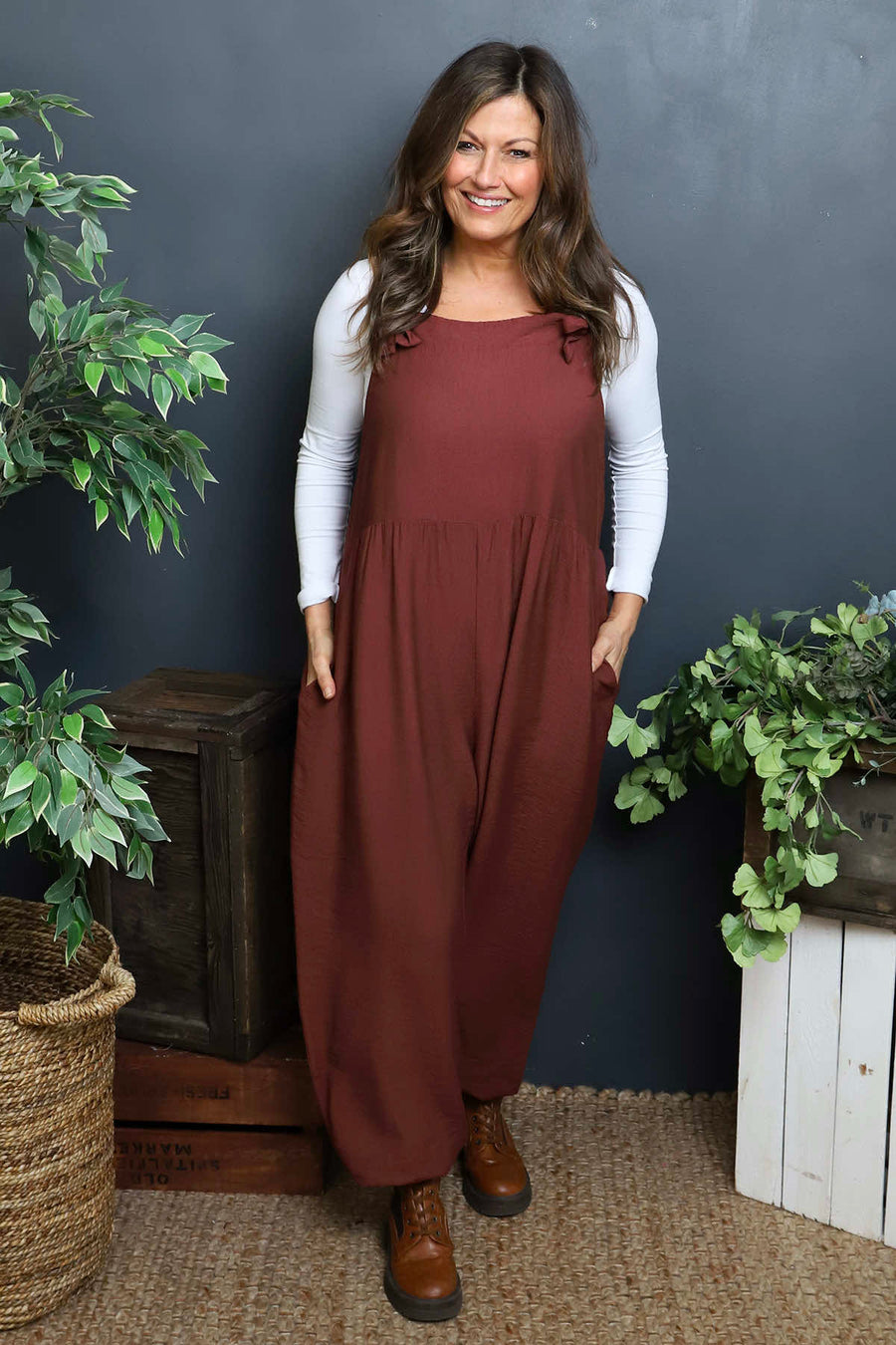 Cresswell Dungarees Burgundy