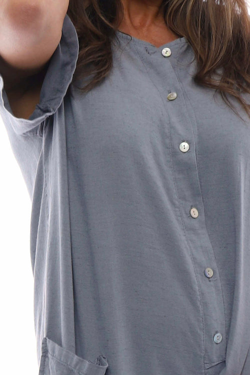 Johari Short Sleeve Linen Boilersuit Mid Grey - Image 3