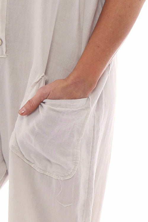 Johari Short Sleeve Linen Boilersuit Stone - Image 3