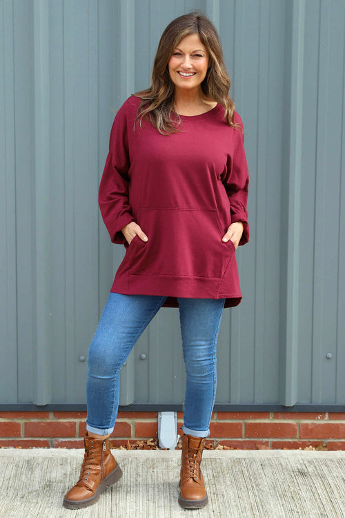 Samantha Pocket Cotton Top Wine - Image 1