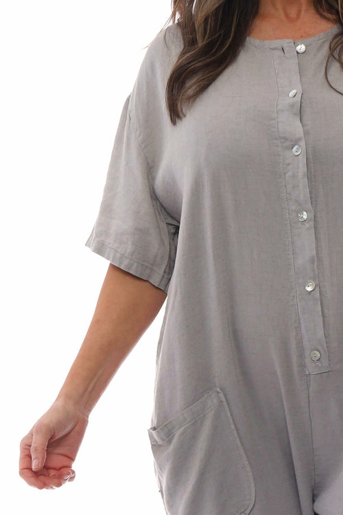 Johari Short Sleeve Linen Boilersuit Mocha - Image 2