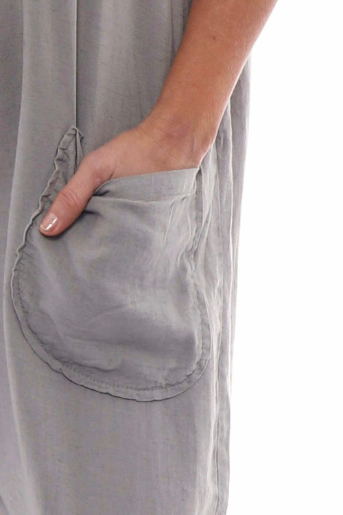 Johari Short Sleeve Linen Boilersuit Mocha - Image 3