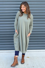 Ramsgate Long Sleeve Cotton Dress Khaki Khaki - Ramsgate Long Sleeve Cotton Dress Khaki