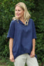 Linda Hooded Linen Top Navy