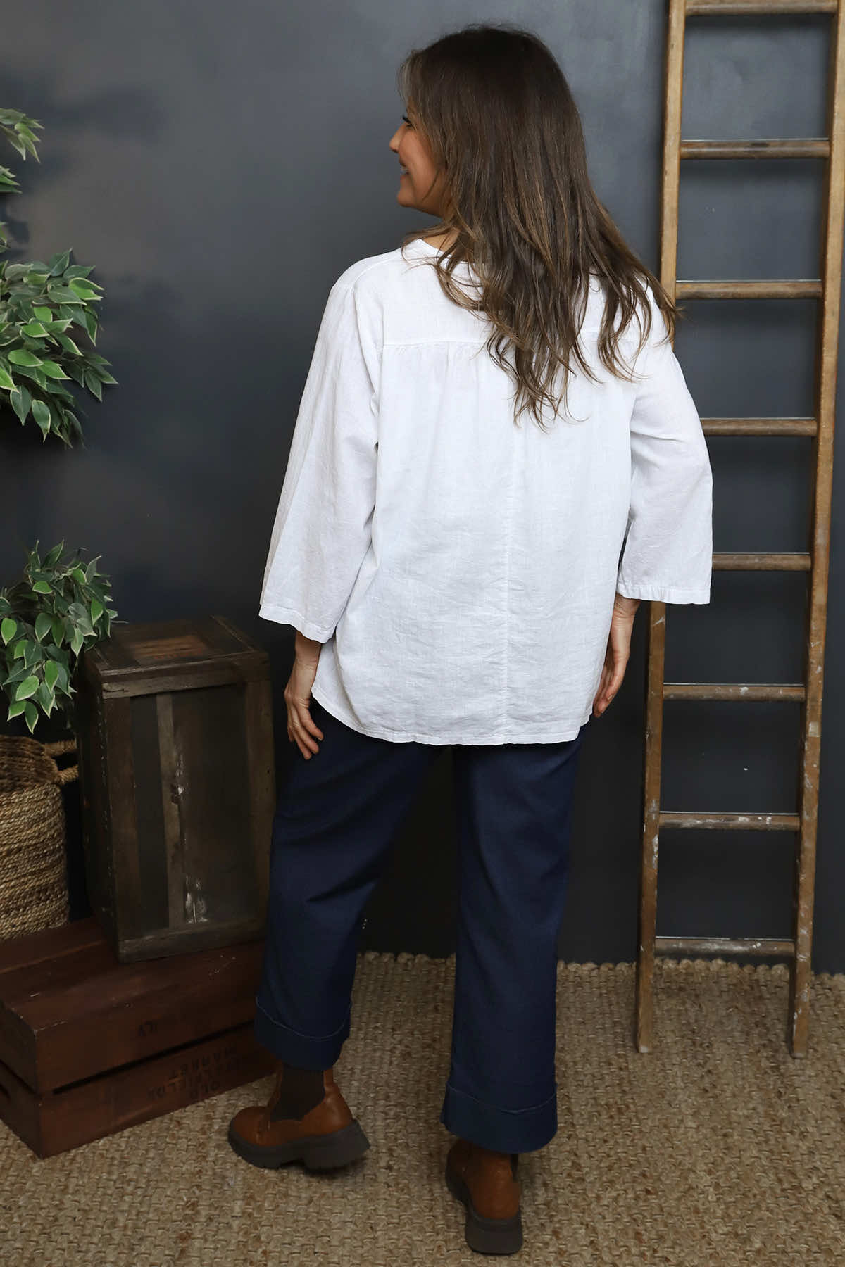 Grace Linen Top White