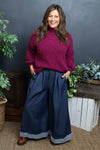 Odette Wide Leg Denim Trousers Dark Denim
