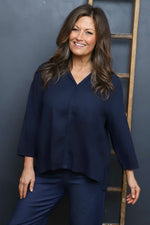Grace Linen Top Navy Navy - Grace Linen Top Navy