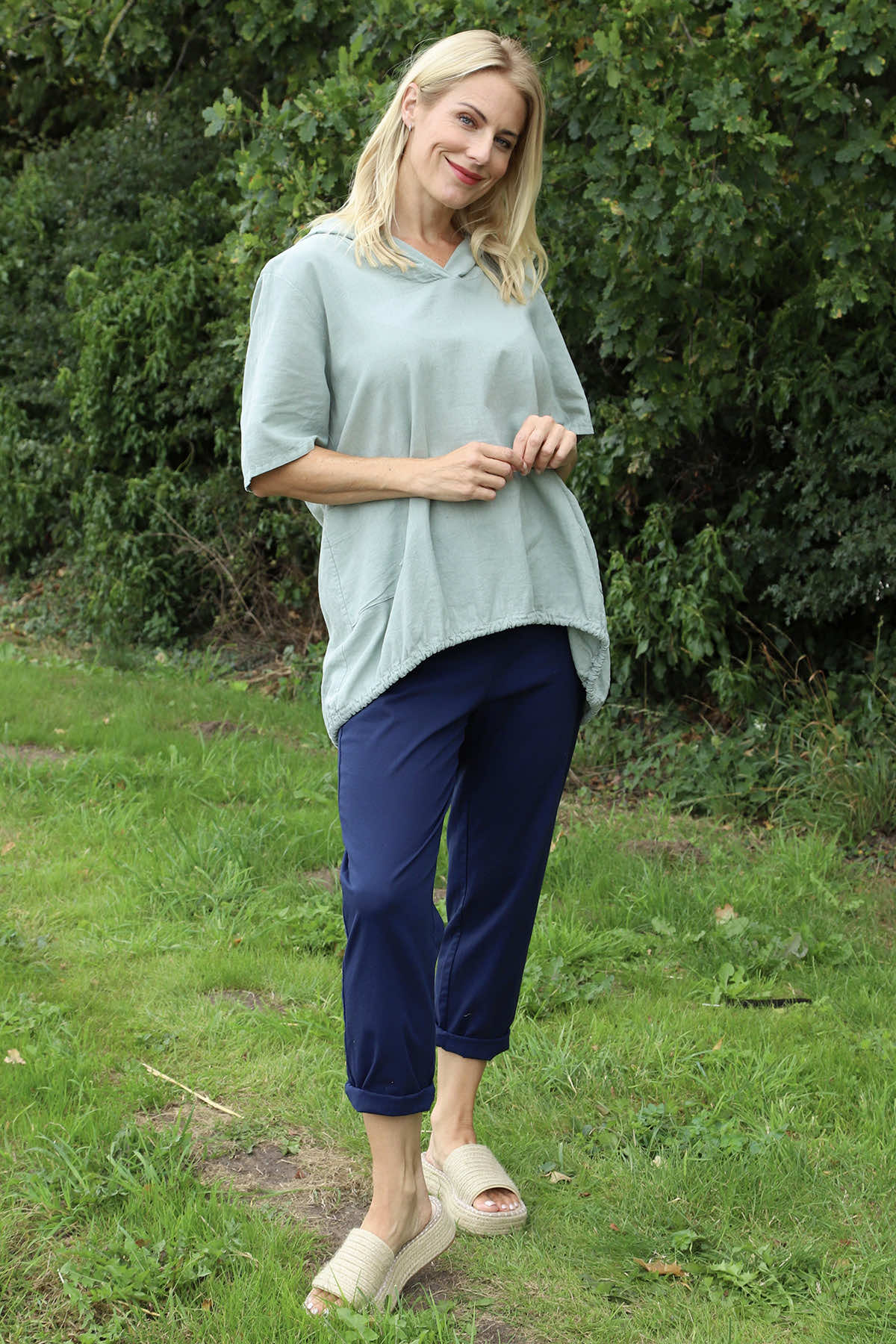 Linda Hooded Linen Top Khaki