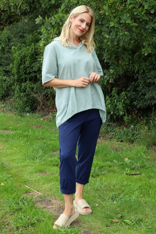 Linda Hooded Linen Top Khaki - Image 2