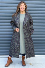 Jenna Zebra Print Coat Khaki Khaki - Jenna Zebra Print Coat Khaki