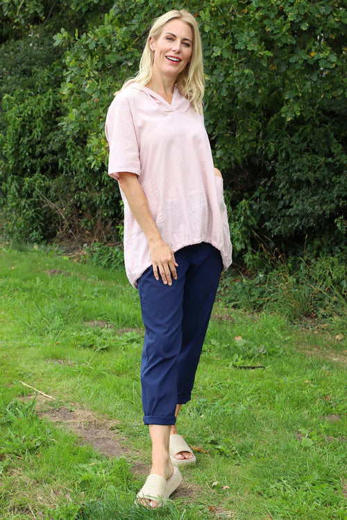 Linda Hooded Linen Top Pink - Image 2