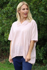 Linda Hooded Linen Top Pink Pink - Linda Hooded Linen Top Pink
