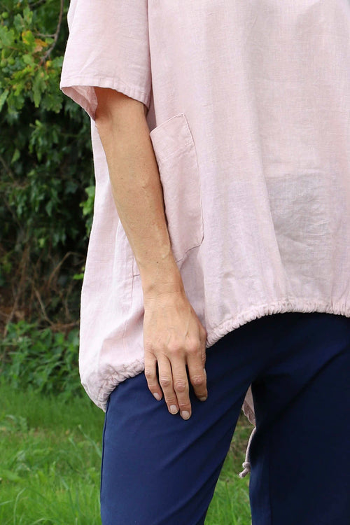 Linda Hooded Linen Top Pink - Image 3