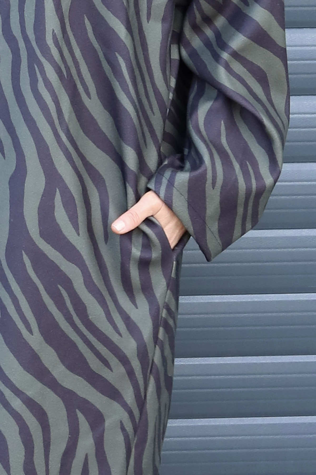 Jenna Zebra Print Coat Khaki