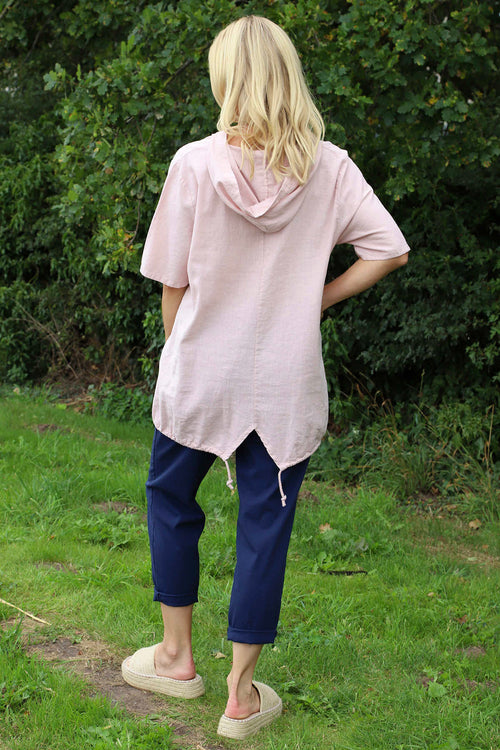 Linda Hooded Linen Top Pink - Image 4
