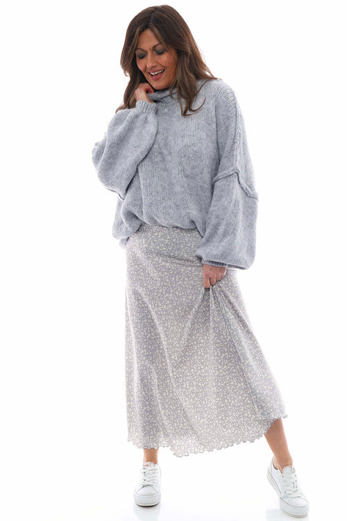 Ottilie Floral Print Skirt Grey