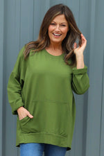 Samantha Pocket Cotton Top Olive Olive - Samantha Pocket Cotton Top Olive