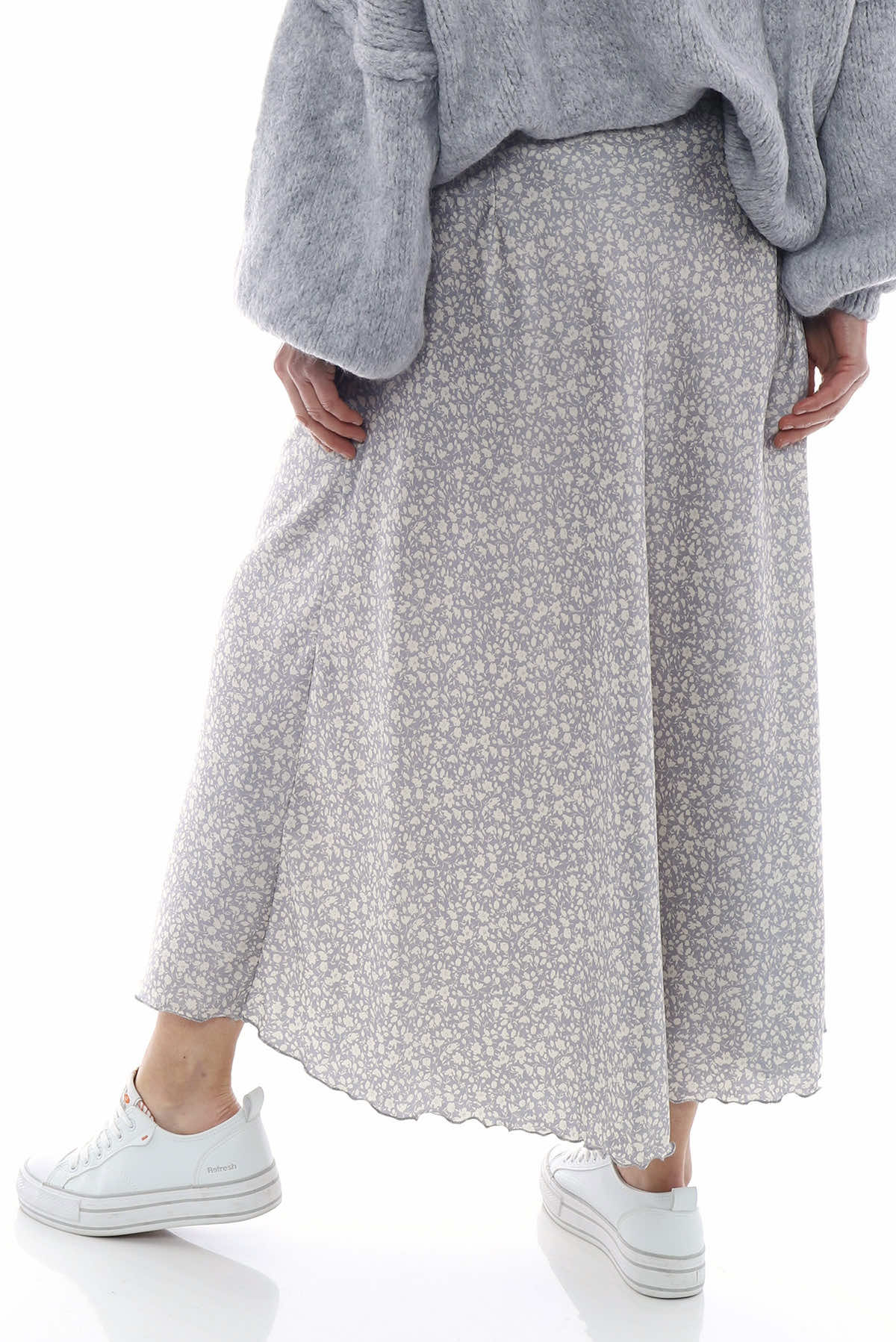Ottilie Floral Print Skirt Grey