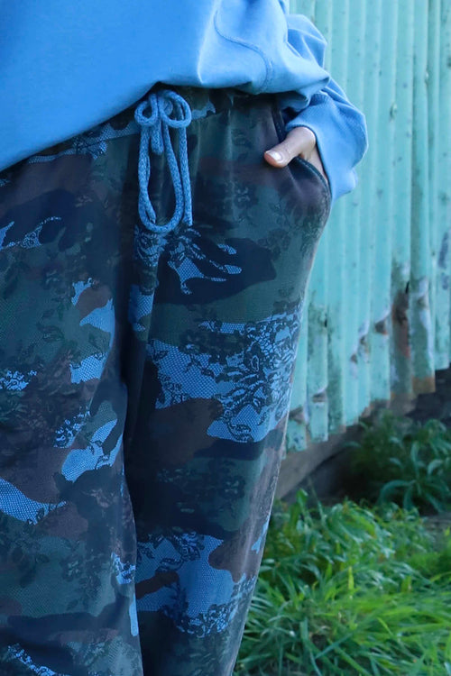 Jemima Print Cotton Joggers Blue - Image 3