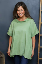 Baines Linen Top Green Green - Baines Linen Top Green