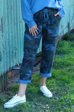 Jemima Print Cotton Joggers Blue Blue - Jemima Print Cotton Joggers Blue