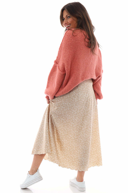 Ottilie Floral Print Skirt Camel - Image 6