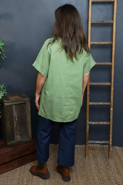 Baines Linen Top Green - Image 4