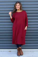 Ramsgate Long Sleeve Cotton Dress Wine Wine - Ramsgate Long Sleeve Cotton Dress Wine