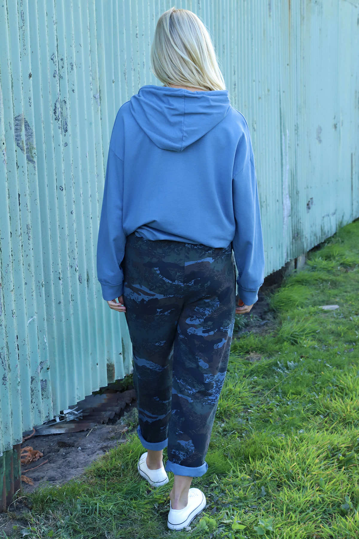 Jemima Print Cotton Joggers Blue