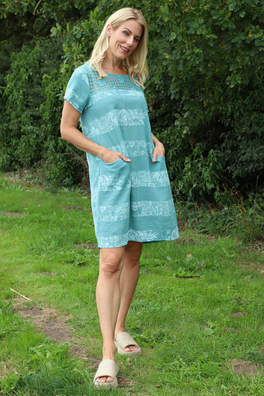 Dana Floral Cotton Tunic Sage Green