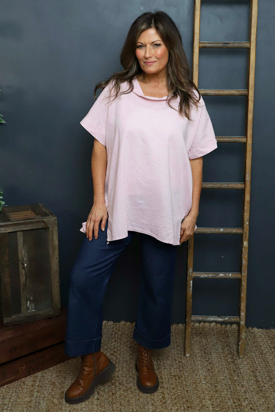 Baines Linen Top Pink