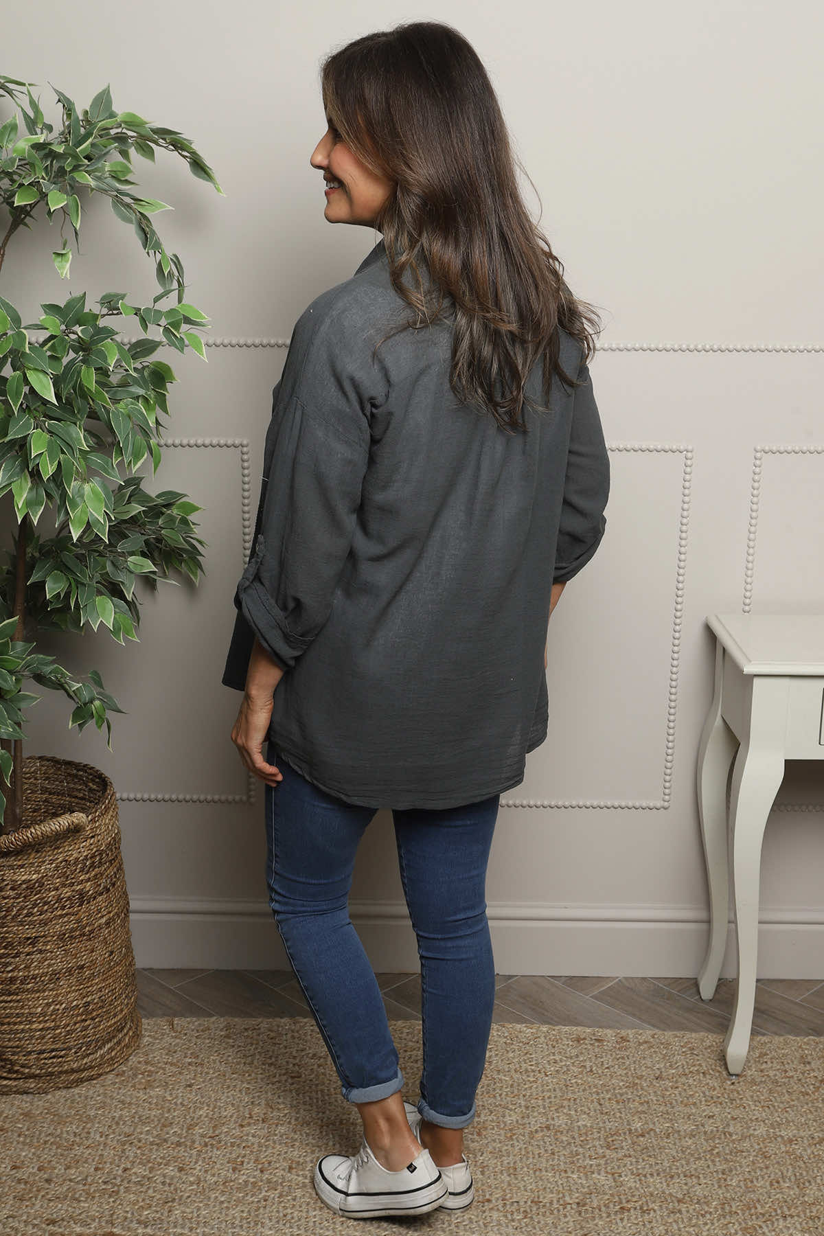 Anisha Cotton Shirt Charcoal