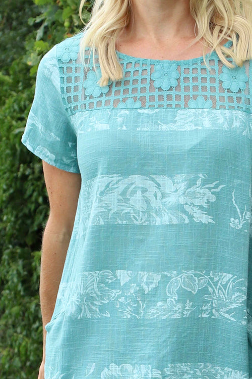 Dana Floral Cotton Tunic Sage Green - Image 3