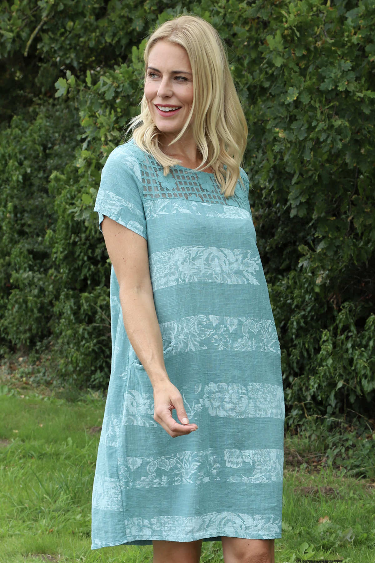 Dana Floral Cotton Tunic Sage Green