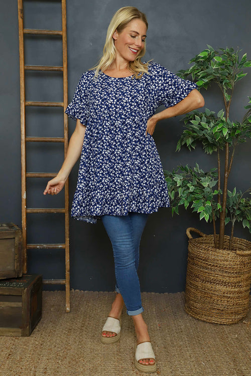 Pamber Ditsy Print Tunic Navy - Image 3
