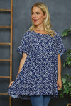 Pamber Ditsy Print Tunic Navy