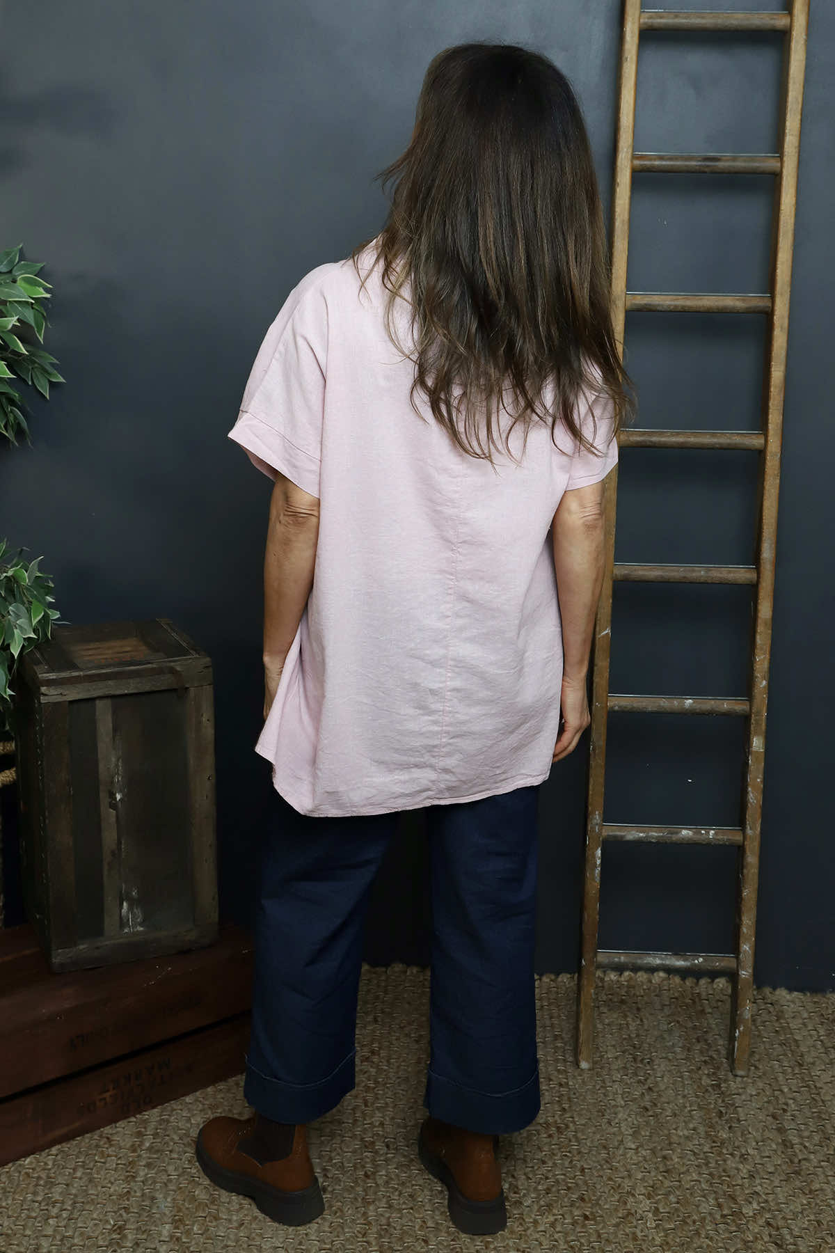 Baines Linen Top Pink