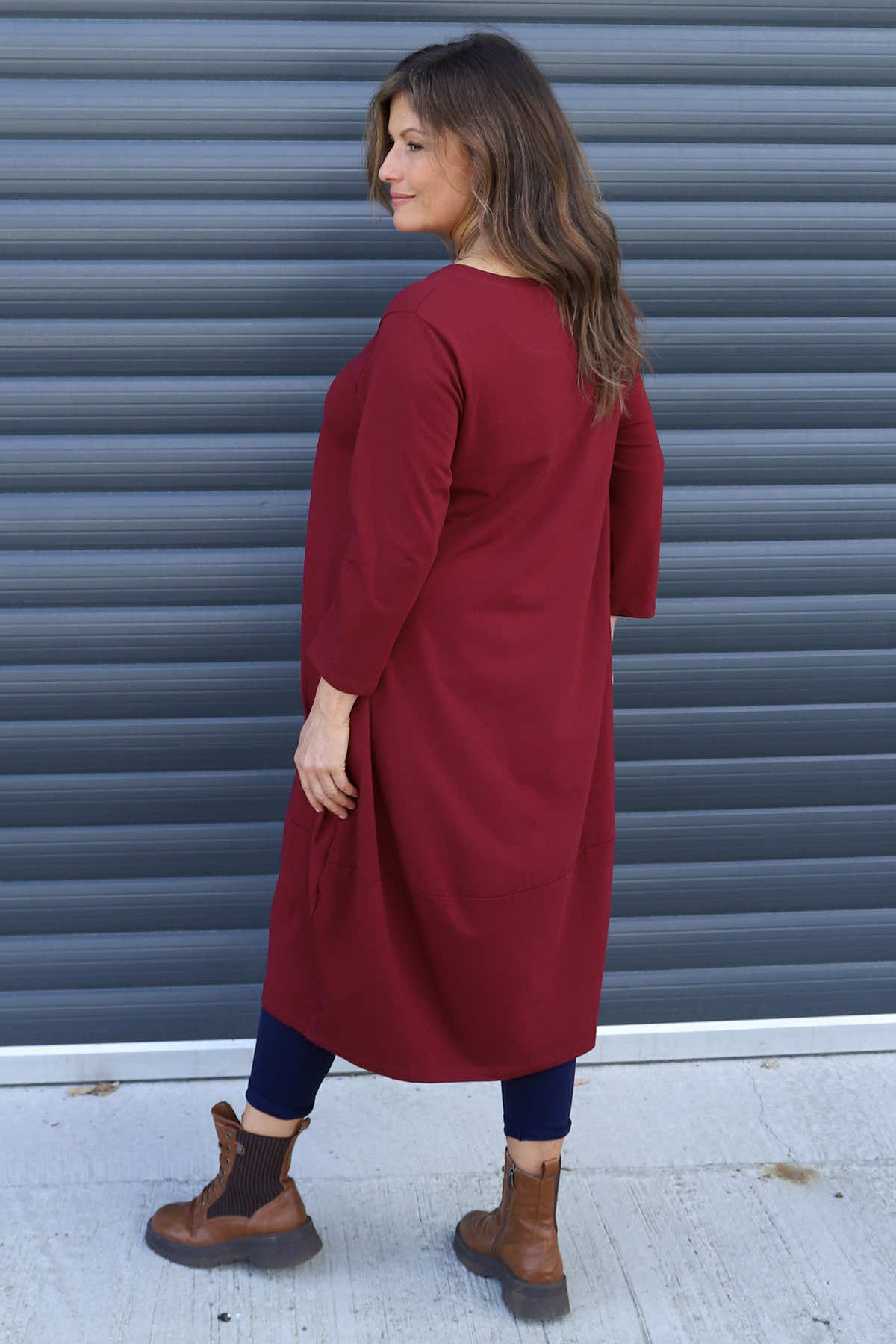 Ramsgate Long Sleeve Cotton Dress Wine