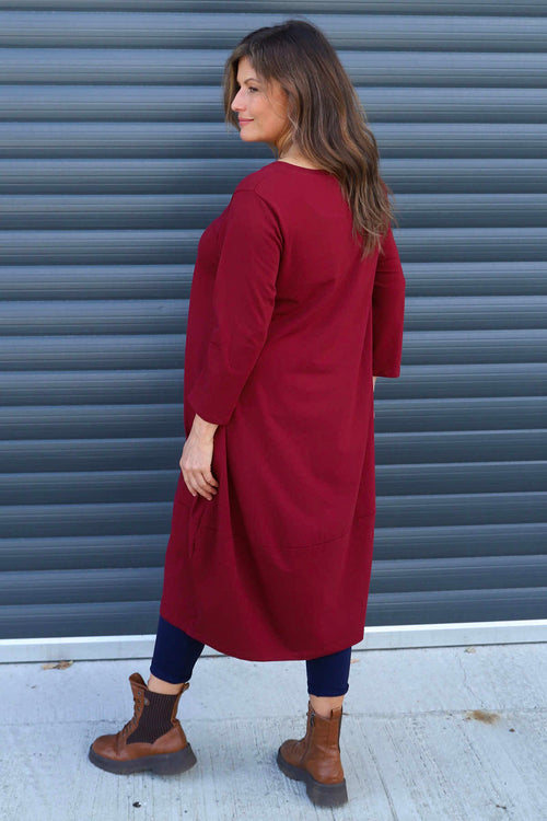 Ramsgate Long Sleeve Cotton Dress Wine - Image 4