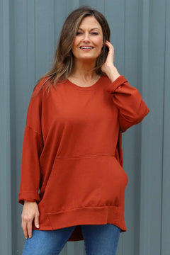 Samantha Pocket Cotton Top Burnt Orange
