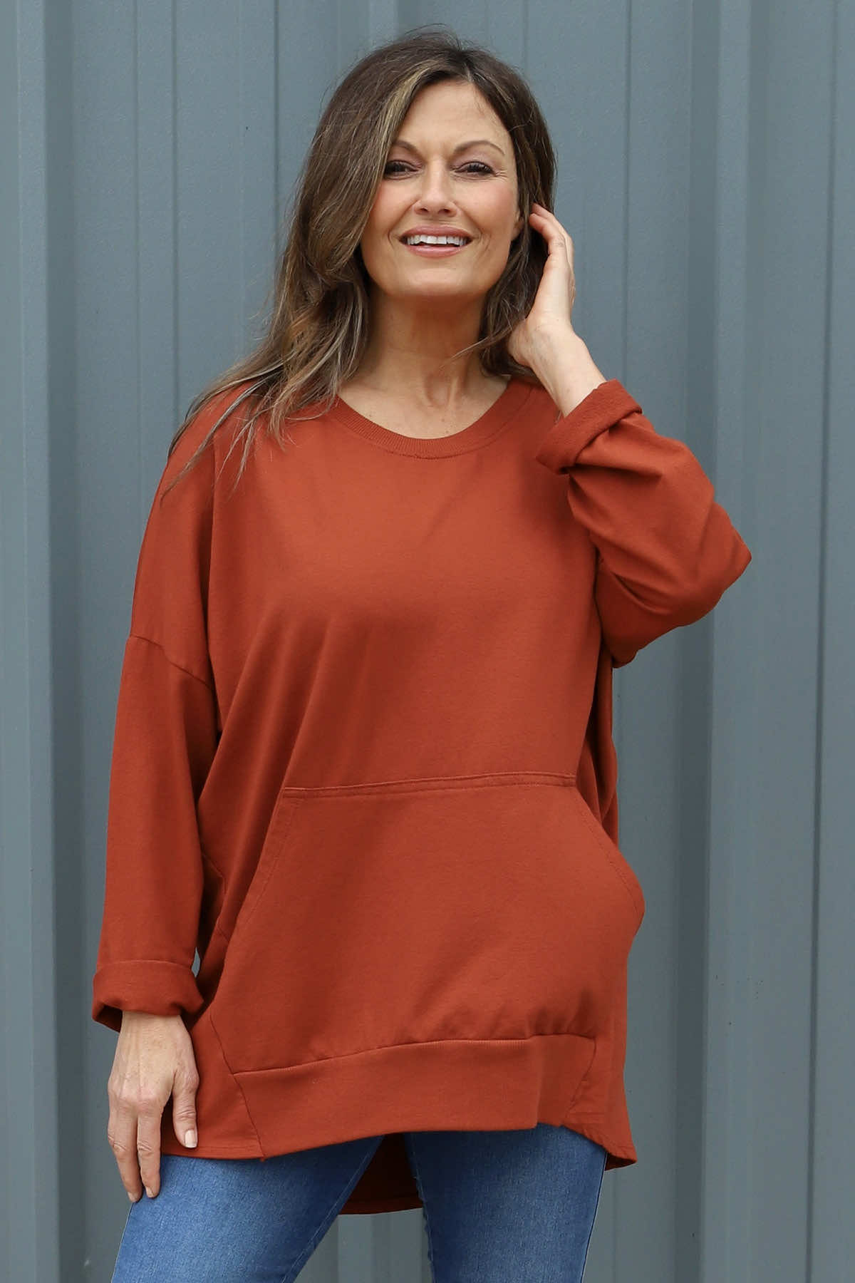 Samantha Pocket Cotton Top Burnt Orange