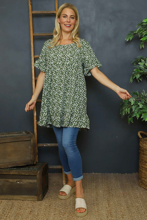 Pamber Ditsy Print Tunic Khaki - Image 3