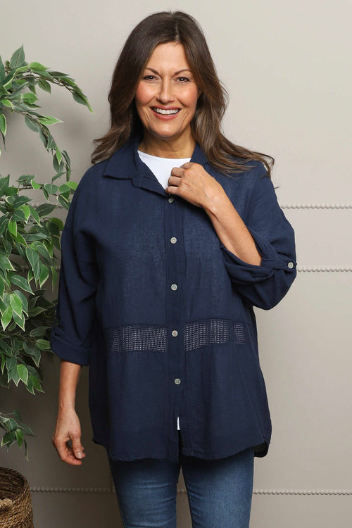 Anisha Cotton Shirt Navy - Image 1
