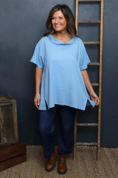 Baines Linen Top Powder Blue