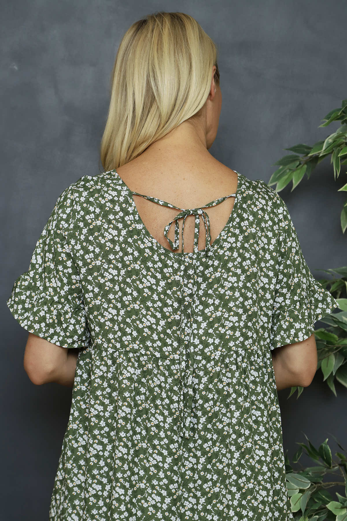 Pamber Ditsy Print Tunic Khaki